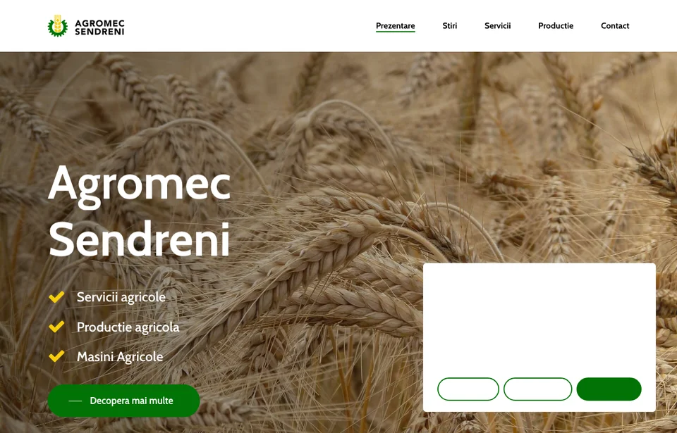 Captură de ecran website Agromec Șendreni - agromecsendreni.ro