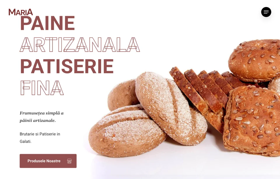 Captură de ecran website Brutăria Maria - brutaria-maria.ro