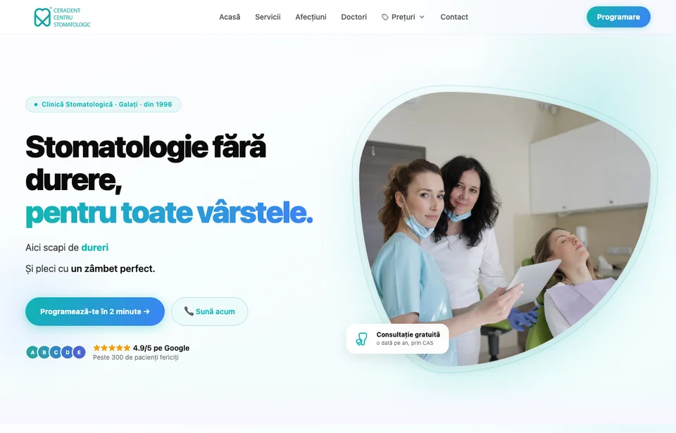 Captură de ecran website Ceradent - ceradent.ro
