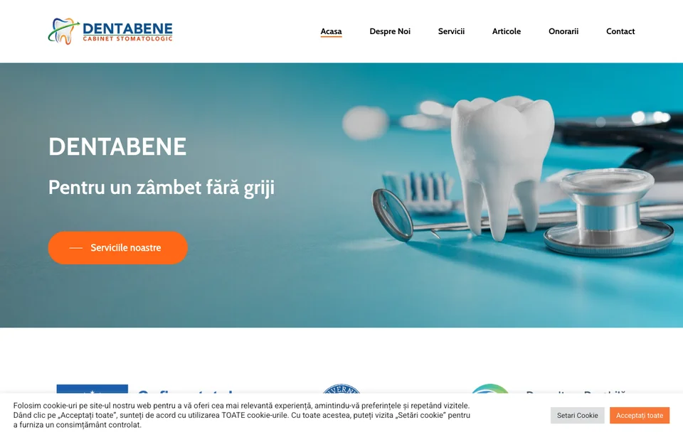 Captură de ecran website Dentabene - dentabene.ro