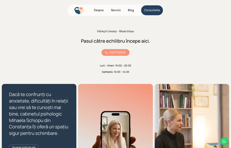 Captură de ecran website Mihaela Șchiopu - mihaelaschiopu.ro